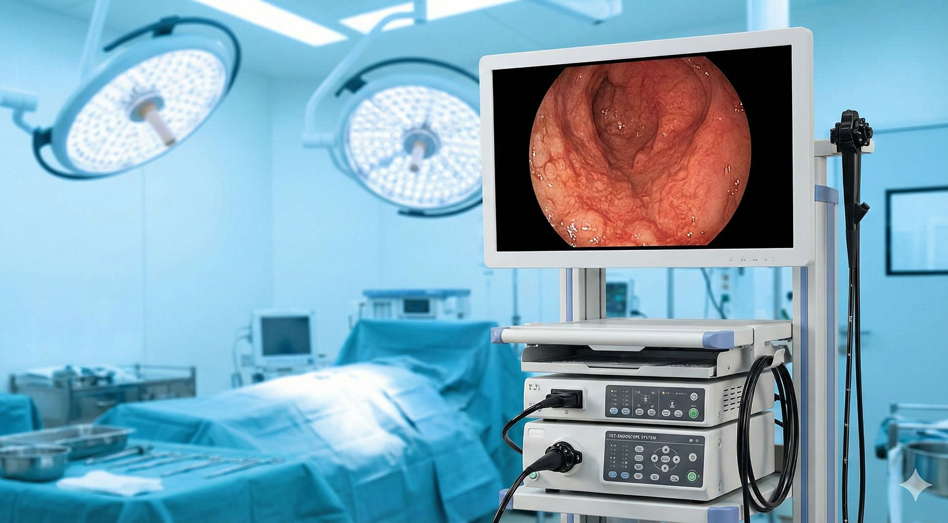 Equipamento moderno de endoscopia veterinária para diagnóstico por imagem